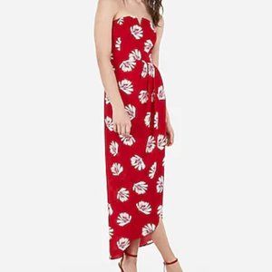 New Express Palm Tiki Strapless Wrap Maxi Dress